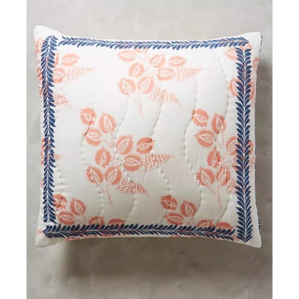 Anthropologie Woodblock Floral Euro Shams